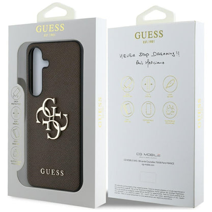 Husa pentru Samsung Galaxy S25 S931, Guess, 4G Grained Big and Classic Logo, Maro