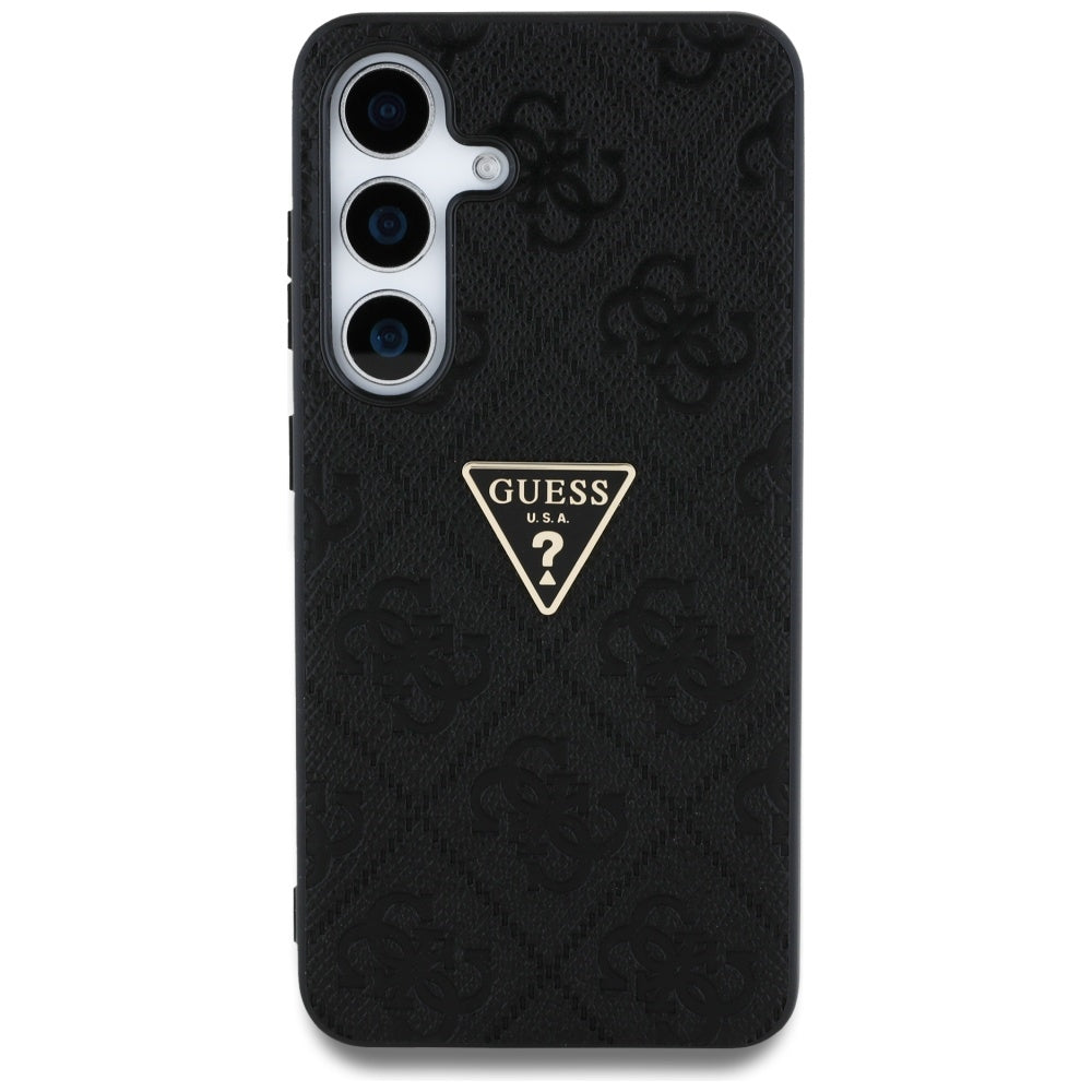 Husa pentru Samsung Galaxy S25 S931, Guess, Grained Hot Stamp 4G Triangle, Neagra