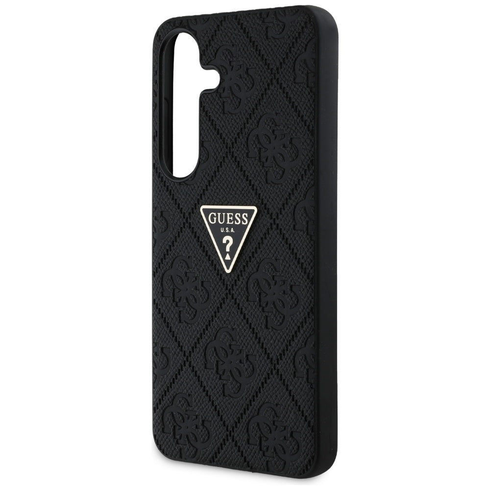 Husa pentru Samsung Galaxy S25 S931, Guess, Grained Hot Stamp 4G Triangle, Neagra