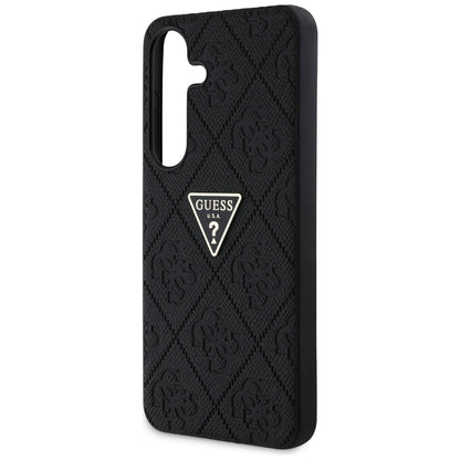 Husa pentru Samsung Galaxy S25 S931, Guess, Grained Hot Stamp 4G Triangle, Neagra