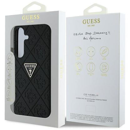 Husa pentru Samsung Galaxy S25 S931, Guess, Grained Hot Stamp 4G Triangle, Neagra