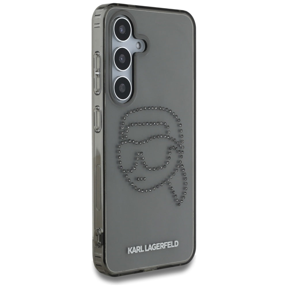 Husa pentru Samsung Galaxy S25 S931, Karl Lagerfeld, IML Rhinestones Karl's Head, Neagra