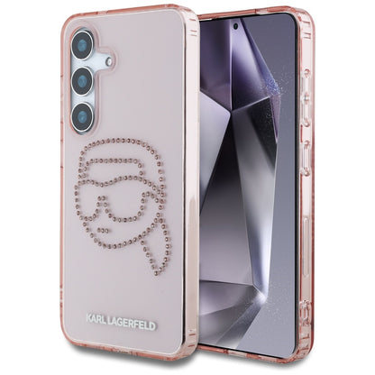 Husa pentru Samsung Galaxy S25 S931, Karl Lagerfeld, IML Rhinestones Karl's Head, Roz