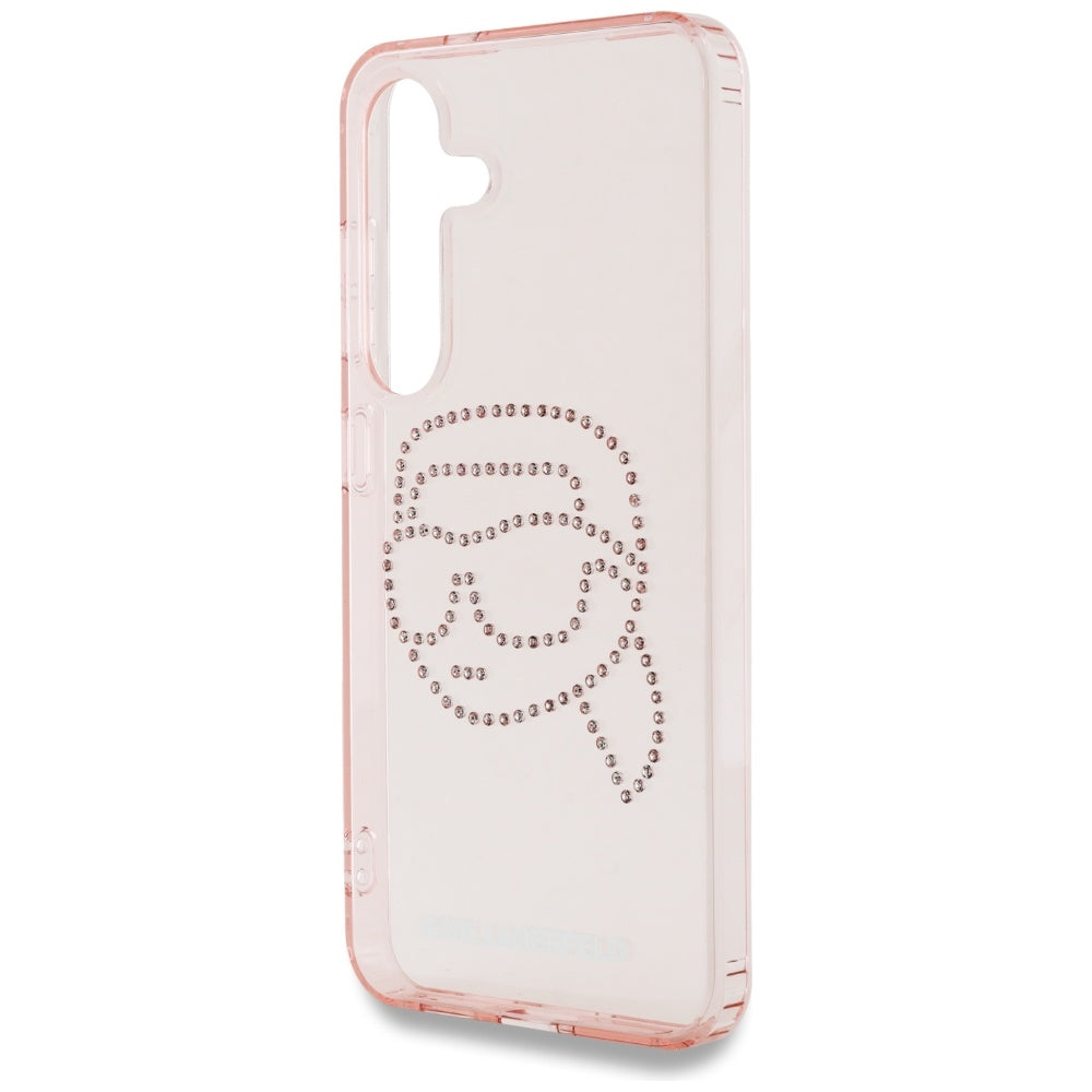 Husa pentru Samsung Galaxy S25 S931, Karl Lagerfeld, IML Rhinestones Karl's Head, Roz