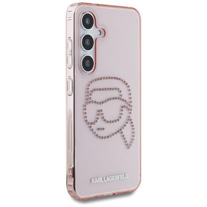 Husa pentru Samsung Galaxy S25 S931, Karl Lagerfeld, IML Rhinestones Karl's Head, Roz