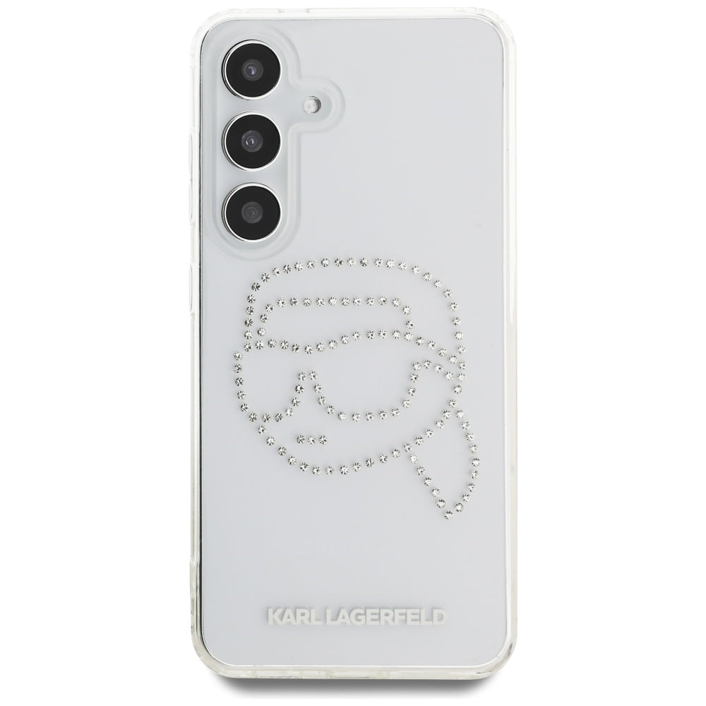 Husa pentru Samsung Galaxy S25 S931, Karl Lagerfeld, IML Rhinestones Karl's Head, Transparenta