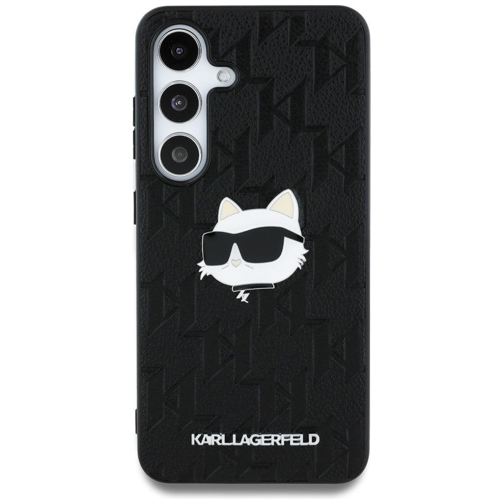 Husa pentru Samsung Galaxy S25 S931, Karl Lagerfeld, Monogram Choupette's Head, Neagra