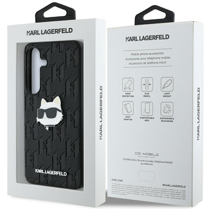 Husa pentru Samsung Galaxy S25 S931, Karl Lagerfeld, Monogram Choupette's Head, Neagra