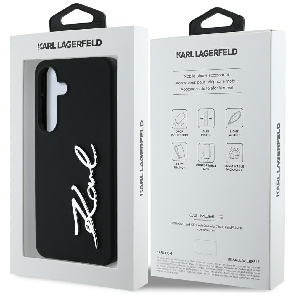 Husa pentru Samsung Galaxy S25 S931, Karl Lagerfeld, Silicone Sign Metal Logo, Neagra