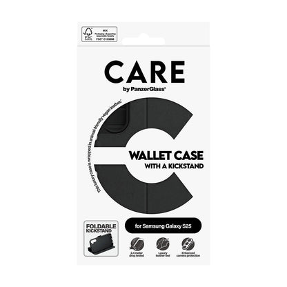 Husa pentru Samsung Galaxy S25 S931, PanzerGlass, Care Feature Kickstand Wallet, Neagra