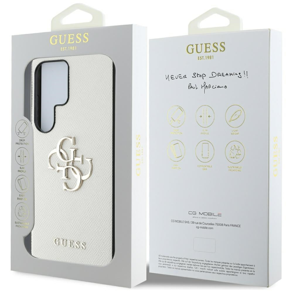 Husa pentru Samsung Galaxy S25 Ultra S938, Guess, 4G Grained Big and Classic Logo, Bej