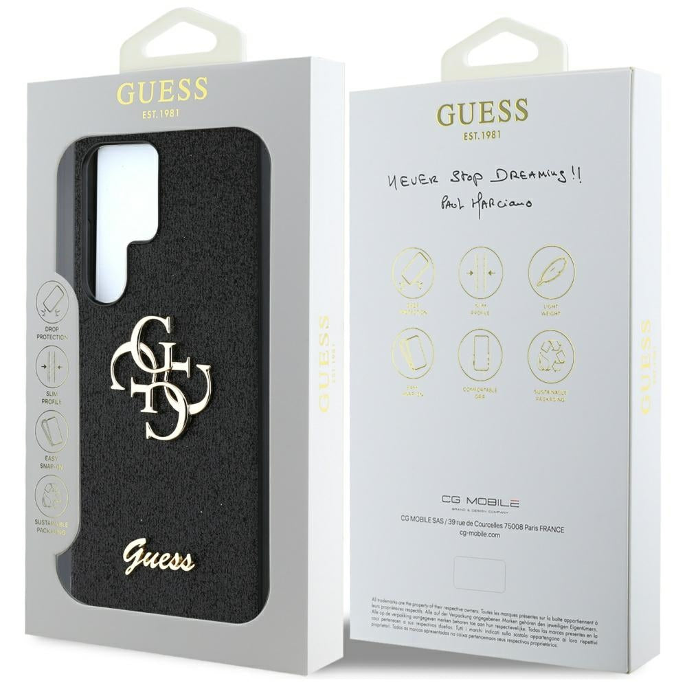 Husa pentru Samsung Galaxy S25 Ultra S938, Guess, Glitter Big 4G Script, Neagra