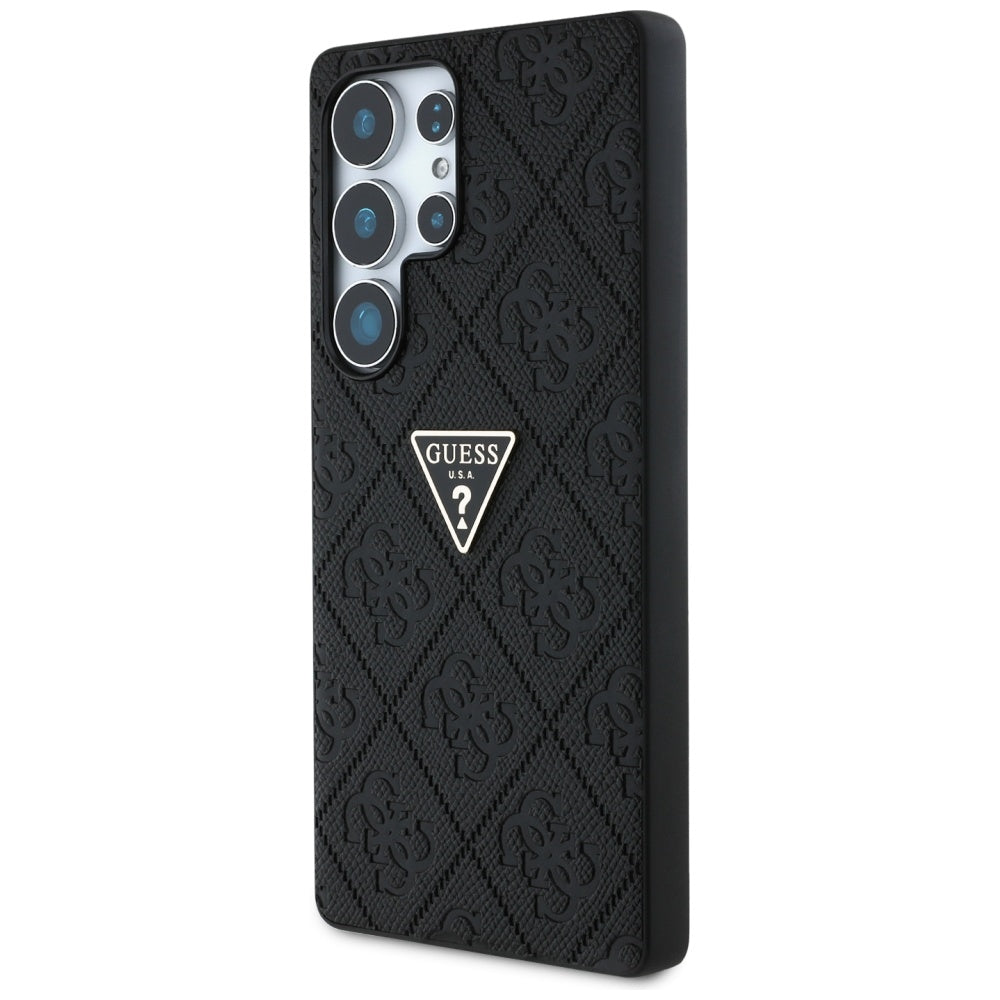 Husa pentru Samsung Galaxy S25 Ultra S938, Guess, Grained Hot Stamp 4G Triangle, Neagra