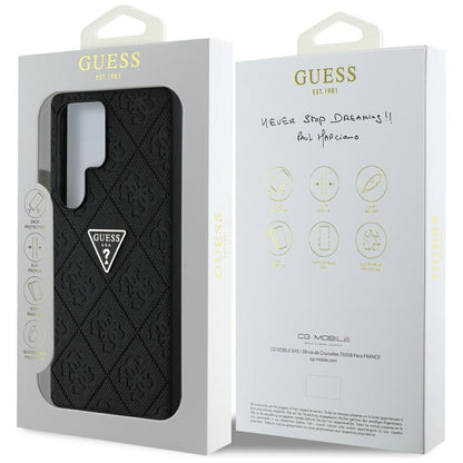 Husa pentru Samsung Galaxy S25 Ultra S938, Guess, Grained Hot Stamp 4G Triangle, Neagra