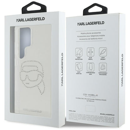 Husa pentru Samsung Galaxy S25 Ultra S938, Karl Lagerfeld, IML Rhinestones Karl's Head, Transparenta