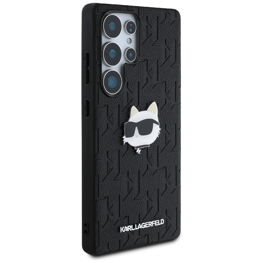 Husa pentru Samsung Galaxy S25 Ultra S938, Karl Lagerfeld, Monogram Choupette's Head, Neagra