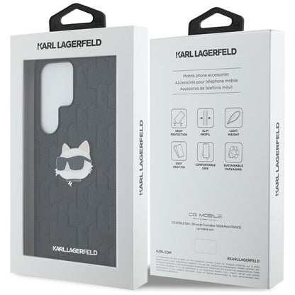 Husa pentru Samsung Galaxy S25 Ultra S938, Karl Lagerfeld, Monogram Choupette's Head, Neagra