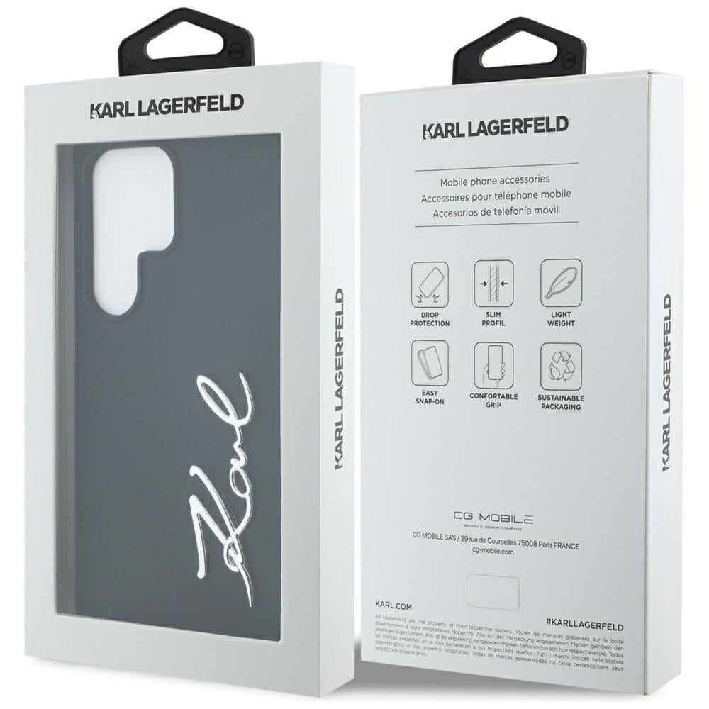 Husa pentru Samsung Galaxy S25 Ultra S938, Karl Lagerfeld, Silicone Sign Metal Logo, Neagra