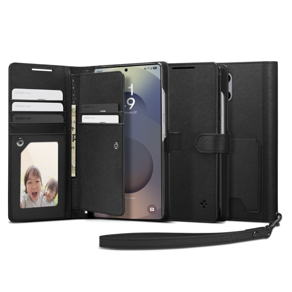 Husa pentru Samsung Galaxy S25 Ultra S938, Spigen, Wallet S, Neagra ACS09124
