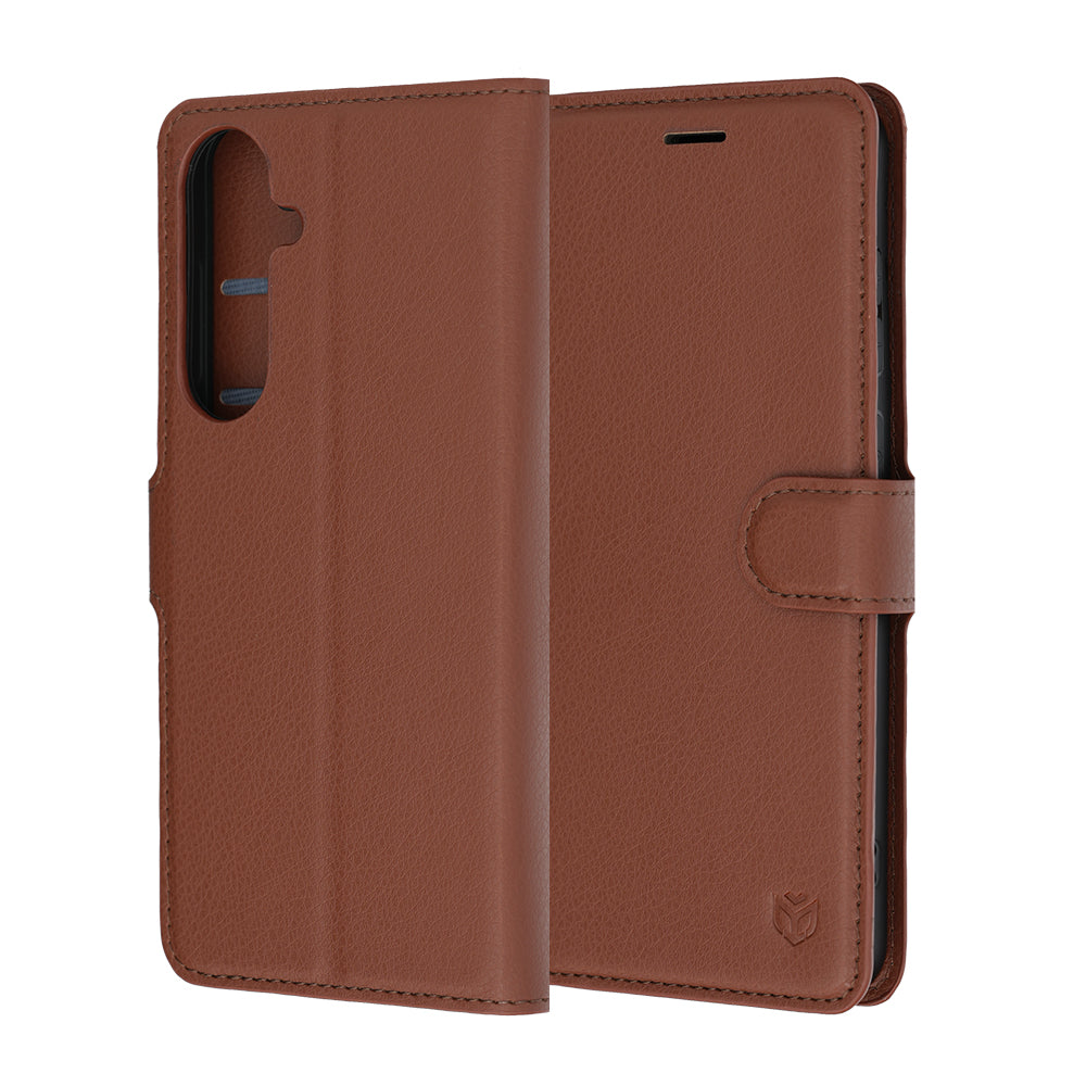 Husa pentru Samsung Galaxy S26 FE / S25 FE, Techsuit, Leather Folio, Maro