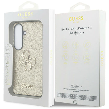 Husa pentru Samsung Galaxy S26 S942, Guess, Fixed Glitter Big 4G Metal Frame, Aurie