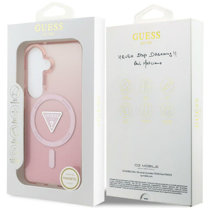 Husa MagSafe pentru Samsung Galaxy S26 S942, Guess, IML Gradient Triangle Logo, Roz