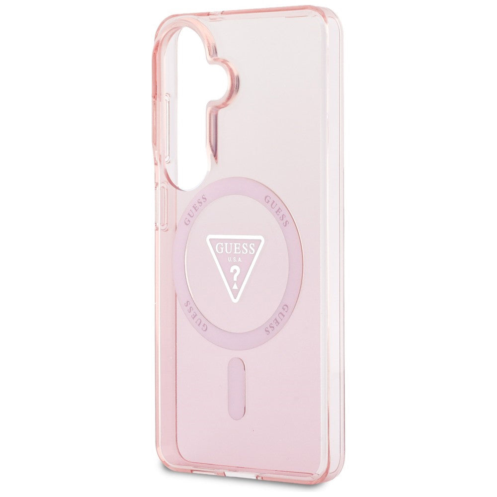 Husa MagSafe pentru Samsung Galaxy S26 S942, Guess, IML Gradient Triangle Logo, Roz