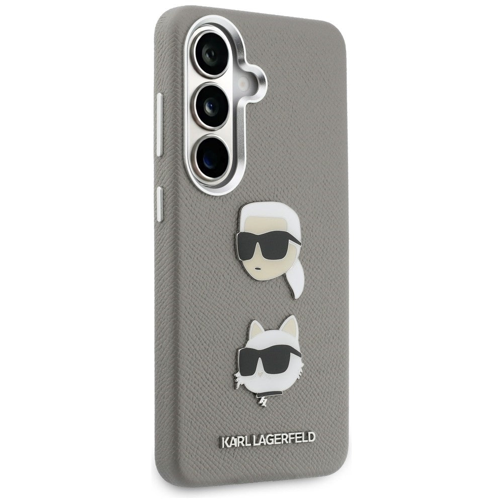 Husa pentru Samsung Galaxy S26 S942, Karl Lagerfeld, Saffiano Karl & Choupette's Head Pin, Gri