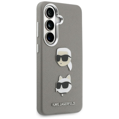Husa pentru Samsung Galaxy S26 S942, Karl Lagerfeld, Saffiano Karl & Choupette's Head Pin, Gri