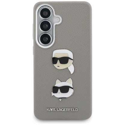 Husa pentru Samsung Galaxy S26 S942, Karl Lagerfeld, Saffiano Karl & Choupette's Head Pin, Gri