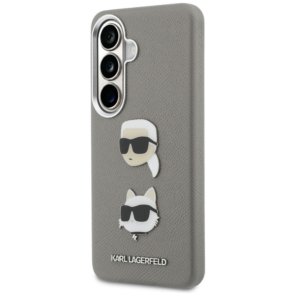 Husa pentru Samsung Galaxy S26 S942, Karl Lagerfeld, Saffiano Karl & Choupette's Head Pin, Gri
