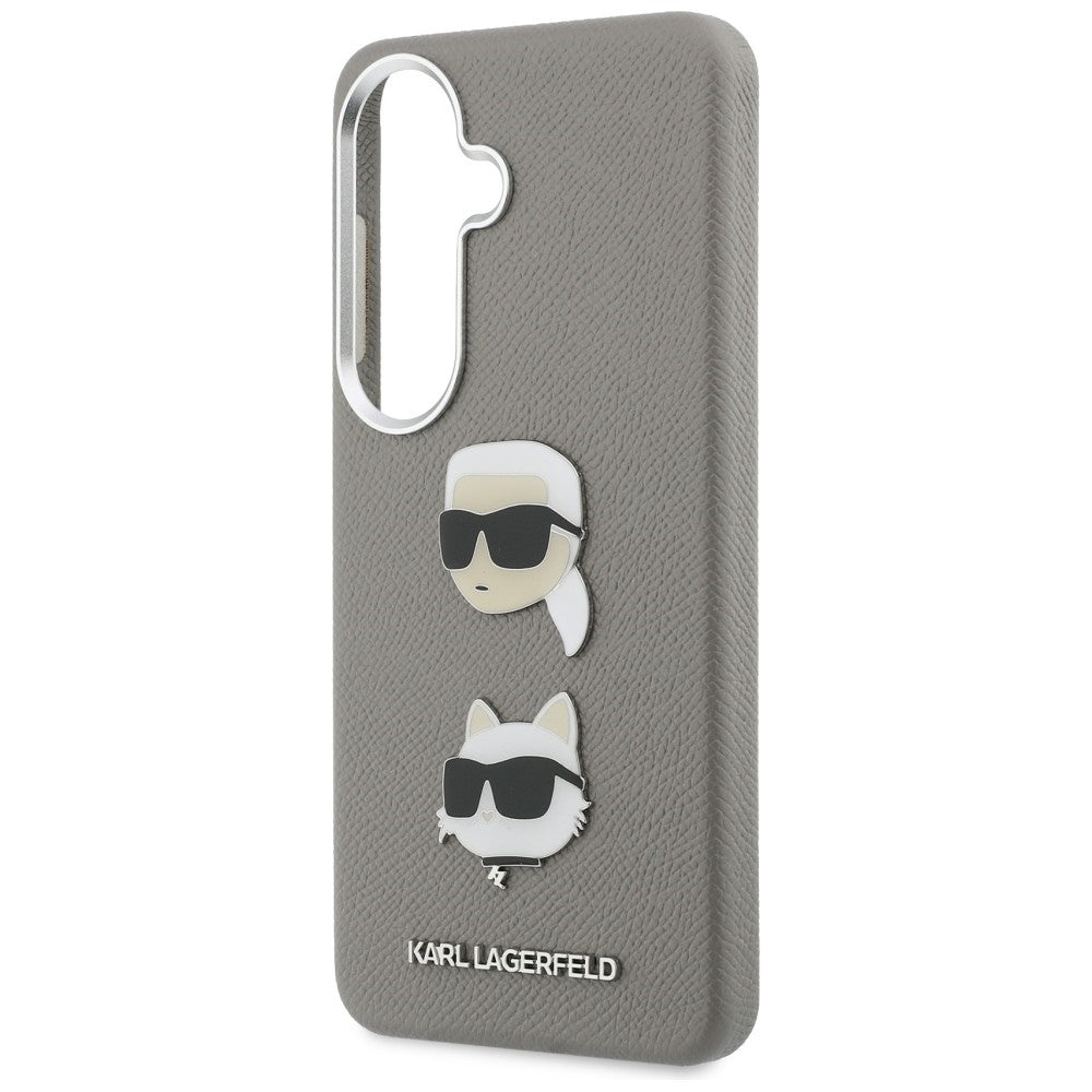 Husa pentru Samsung Galaxy S26 S942, Karl Lagerfeld, Saffiano Karl & Choupette's Head Pin, Gri
