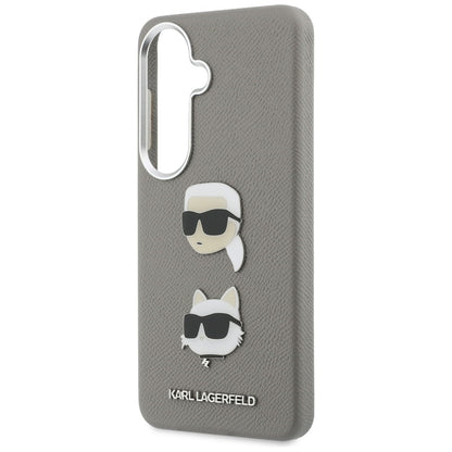 Husa pentru Samsung Galaxy S26 S942, Karl Lagerfeld, Saffiano Karl & Choupette's Head Pin, Gri