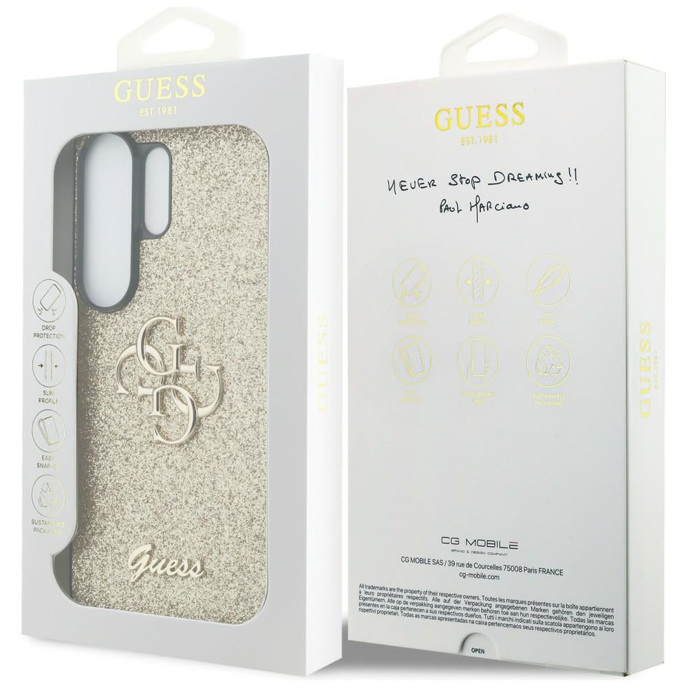 Husa pentru Samsung Galaxy S26 Ultra S948, Guess, Fixed Glitter Big 4G Metal Frame, Aurie