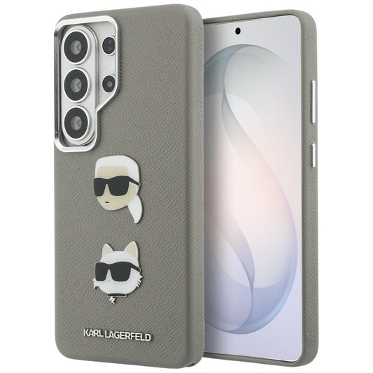 Husa pentru Samsung Galaxy S26 Ultra S948, Karl Lagerfeld, Saffiano Karl & Choupette's Head Pin, Gri