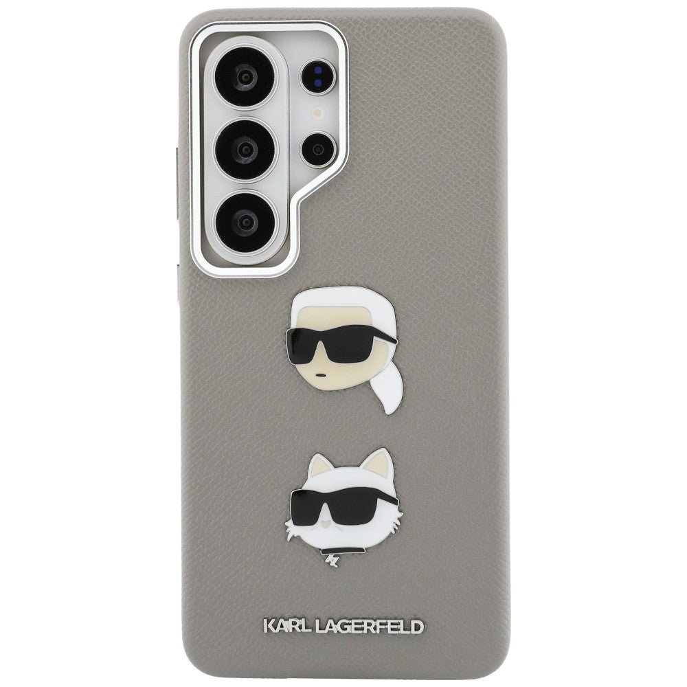 Husa pentru Samsung Galaxy S26 Ultra S948, Karl Lagerfeld, Saffiano Karl & Choupette's Head Pin, Gri