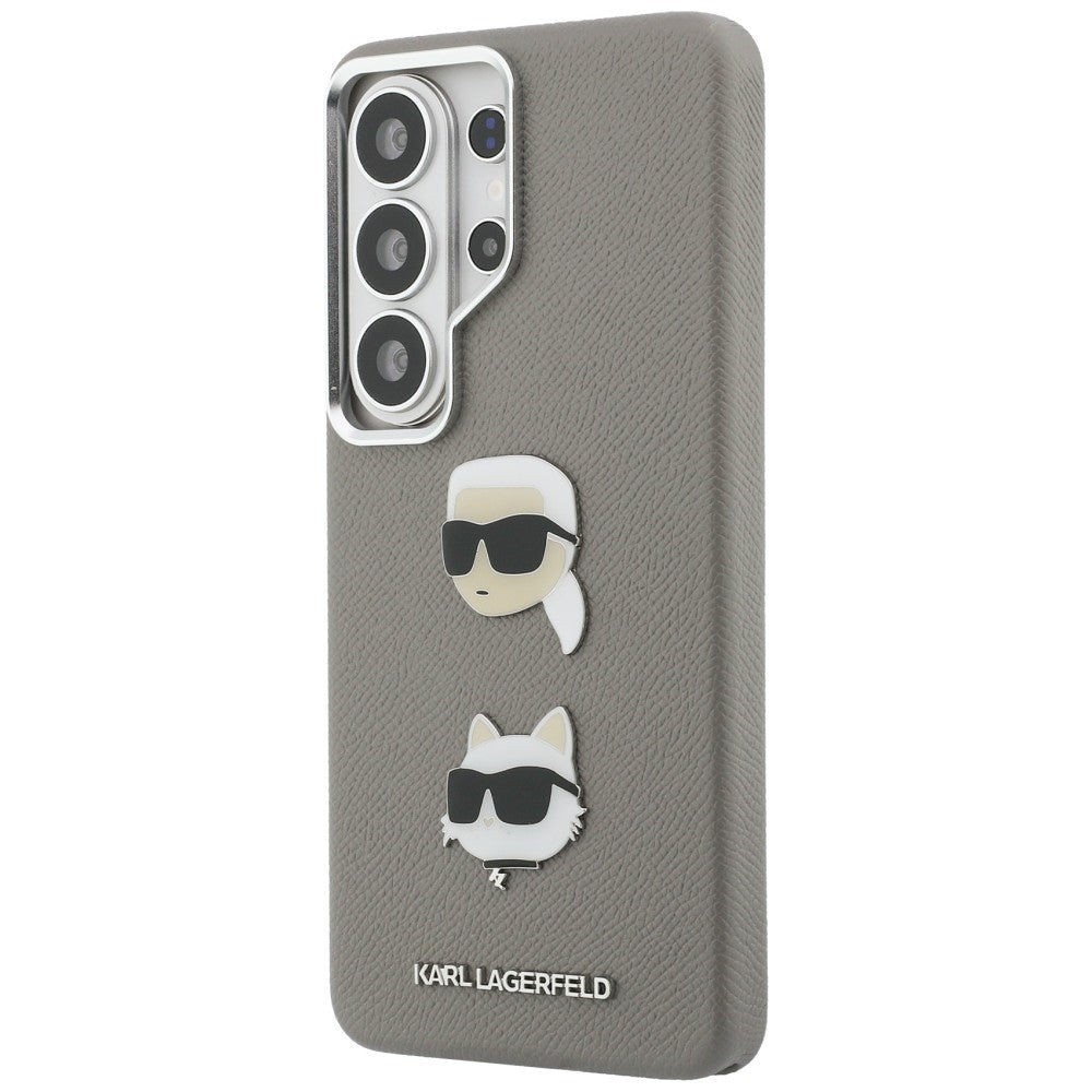 Husa pentru Samsung Galaxy S26 Ultra S948, Karl Lagerfeld, Saffiano Karl & Choupette's Head Pin, Gri