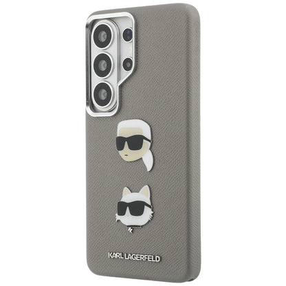 Husa pentru Samsung Galaxy S26 Ultra S948, Karl Lagerfeld, Saffiano Karl & Choupette's Head Pin, Gri