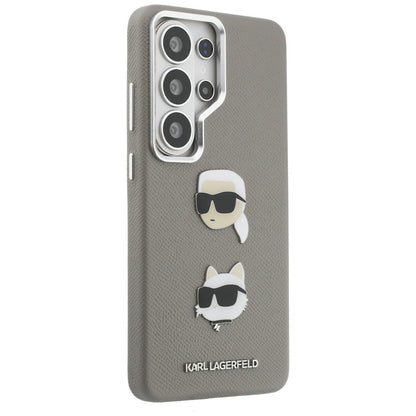Husa pentru Samsung Galaxy S26 Ultra S948, Karl Lagerfeld, Saffiano Karl & Choupette's Head Pin, Gri