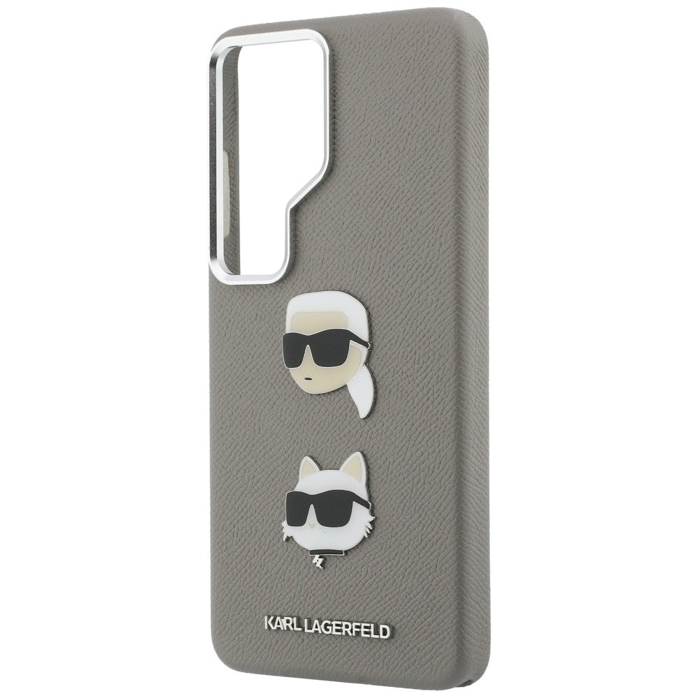 Husa pentru Samsung Galaxy S26 Ultra S948, Karl Lagerfeld, Saffiano Karl & Choupette's Head Pin, Gri