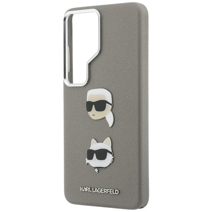 Husa pentru Samsung Galaxy S26 Ultra S948, Karl Lagerfeld, Saffiano Karl & Choupette's Head Pin, Gri