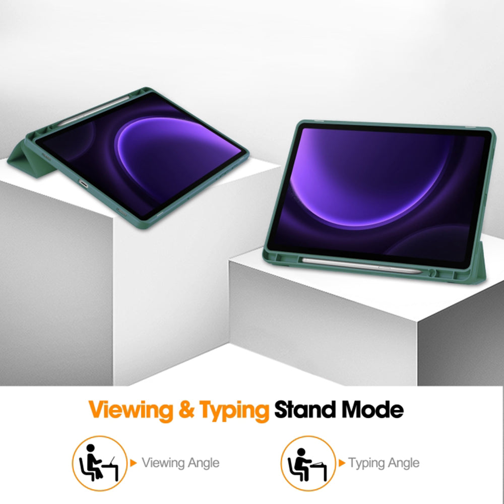 Husa pentru Samsung Galaxy Tab S10 FE / Tab S9 FE, Techsuit, Flex Trifold, Verde
