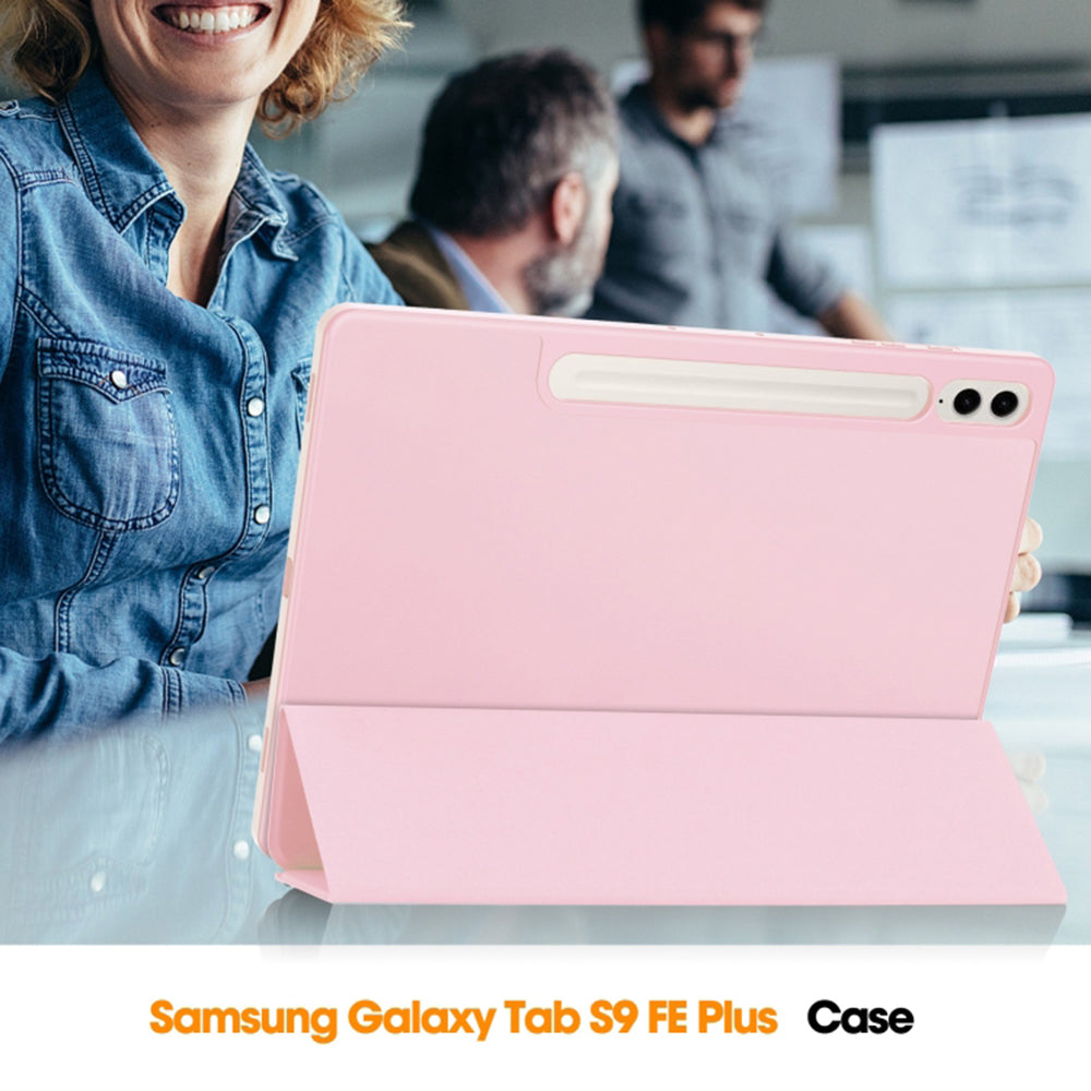 Husa pentru Samsung Galaxy Tab S10+ / Tab S9 FE+ / Tab S9+, Techsuit, Flex Trifold, Roz