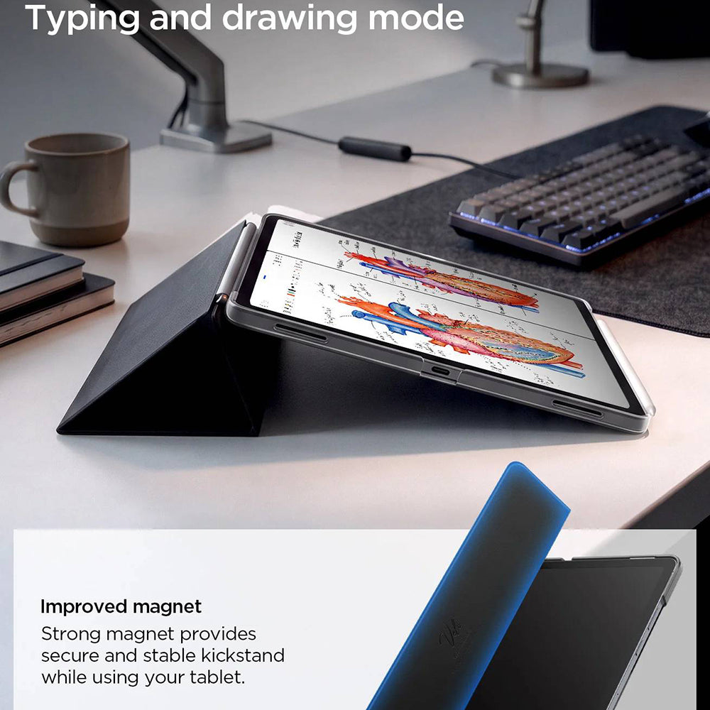 Husa pentru Samsung Galaxy Tab S12 Plus, Spigen, Liquid Air Folio, Neagra ACS11828