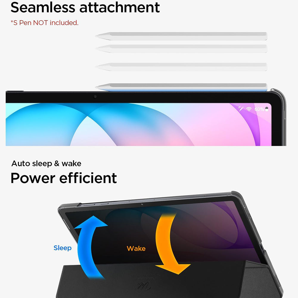 Husa pentru Samsung Galaxy Tab S12 Plus, Spigen, Liquid Air Folio, Neagra ACS11828