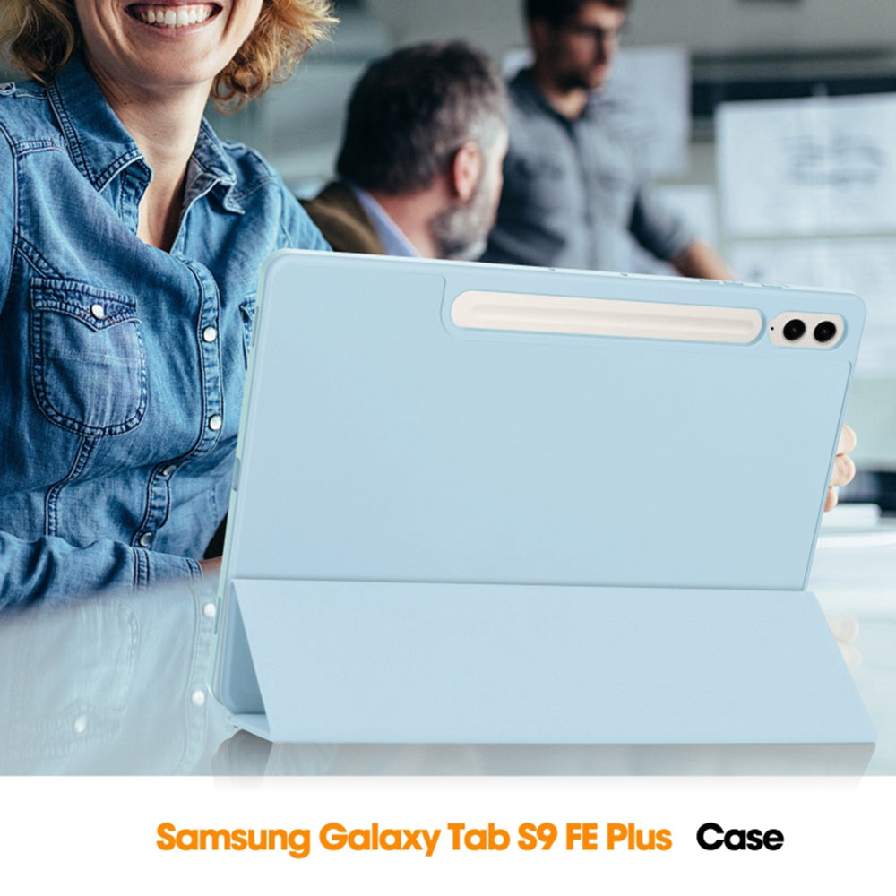 Husa pentru Samsung Galaxy Tab S9 FE+, Techsuit, Flex Trifold, Bleu
