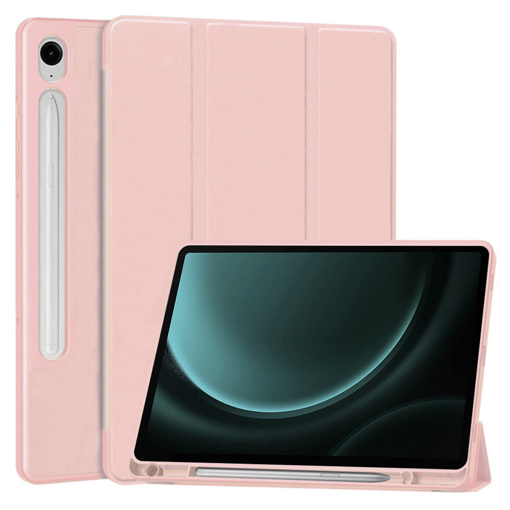 Husa pentru Samsung Galaxy Tab S9 FE / Tab S9 / Tab S10 FE, Techsuit, Flex Trifold, Roz
