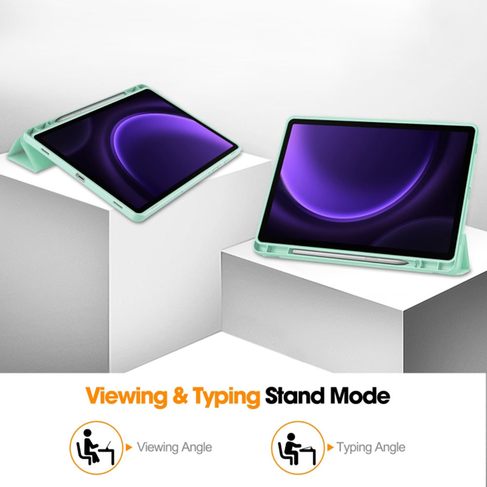 Husa pentru Samsung Galaxy Tab S9 FE / Tab S9 / Tab S10 FE, Techsuit, Flex Trifold, Verde Matcha