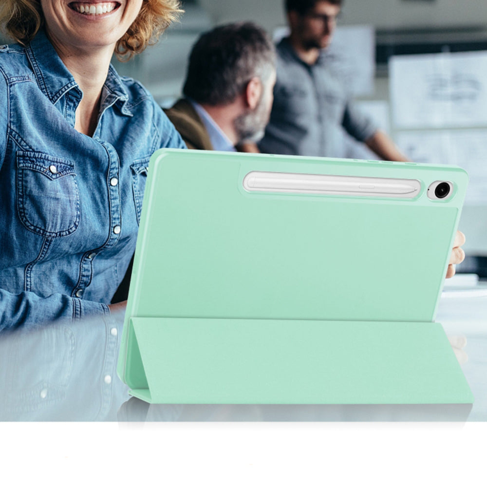 Husa pentru Samsung Galaxy Tab S9 FE / Tab S9 / Tab S10 FE, Techsuit, Flex Trifold, Verde Matcha