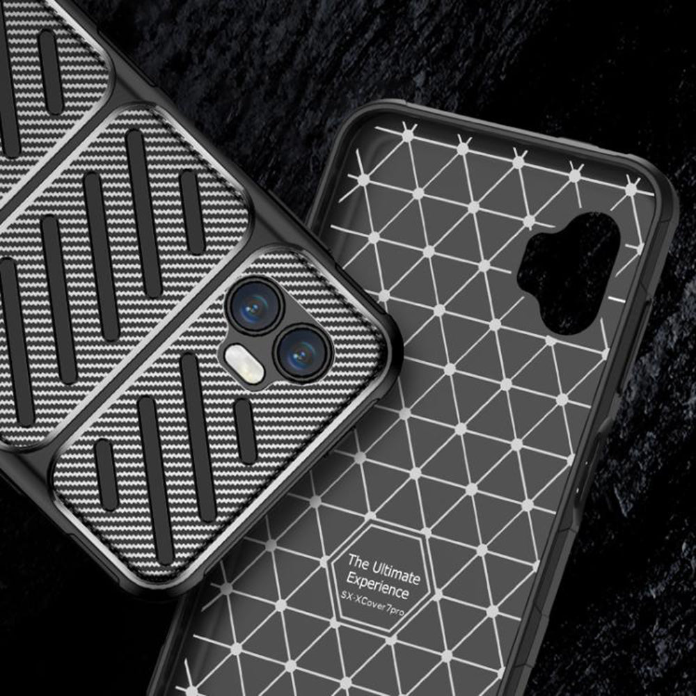 Husa pentru Samsung Galaxy XCover7 Pro, Techsuit, CarbonFiber, Neagra